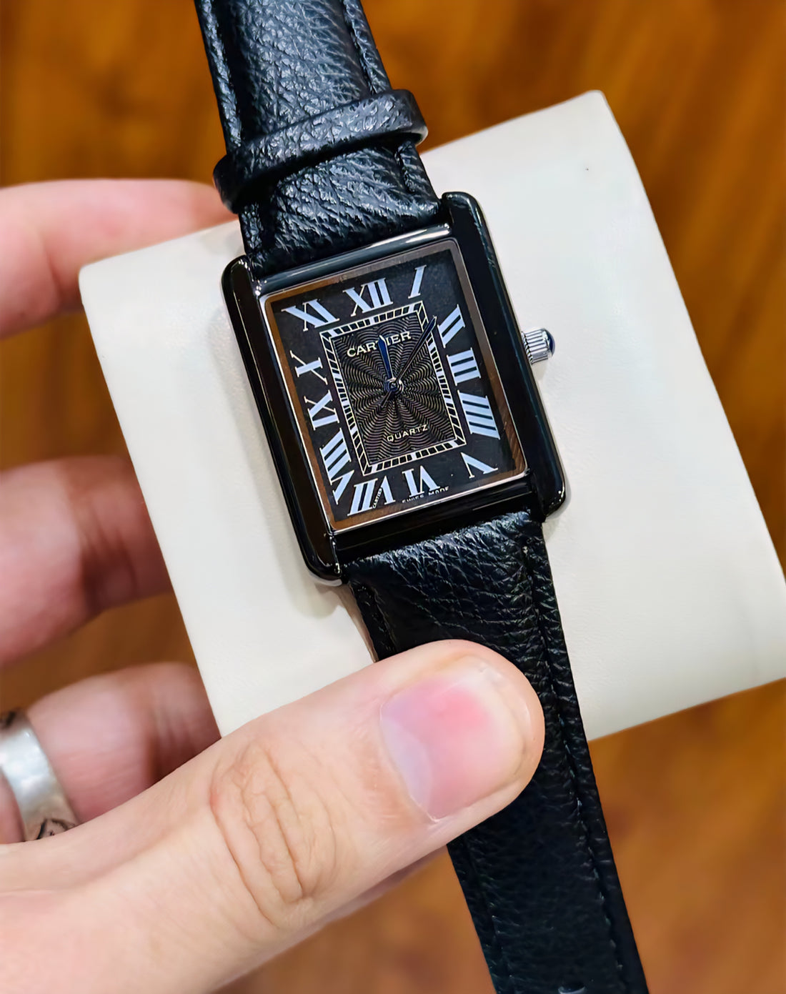 Old money watch master copy Luxury Square Dial Leather Strap Watch for Men –